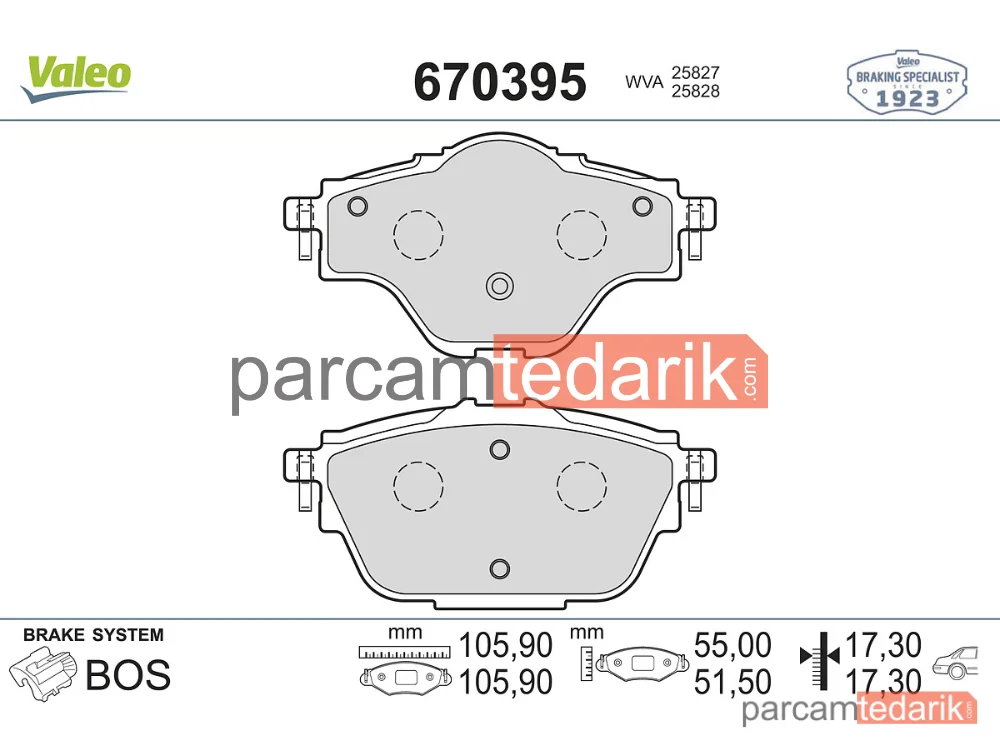 670395 | Fren Balatası (Arka) — Peugeot 5008 II, Peugeot 308 II, Peugeot 308 SW II